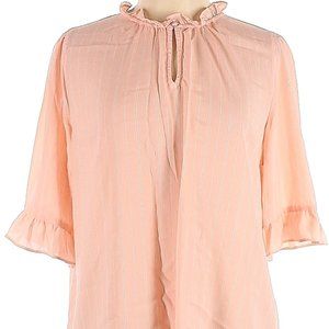 Banana Republic Factory Store Short Sleeve Blouse Pink Ruffle Large EUC